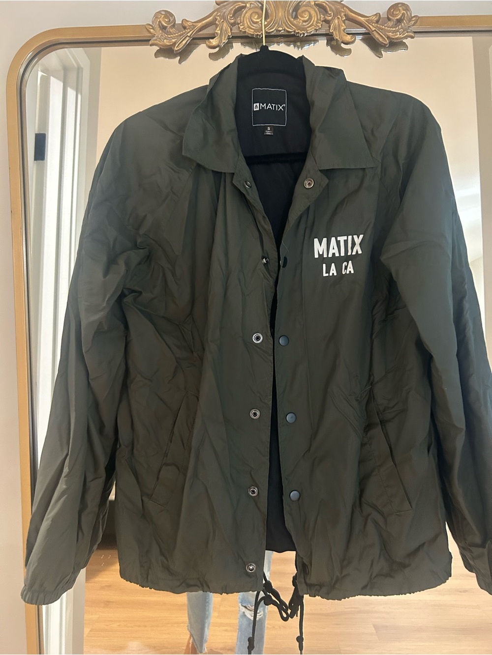 Matix Olive Coach Jacket with White Logo - Men's Windbreaker